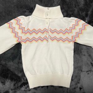 Janie and Jack cream colored sweater with colorful zig zag stripes